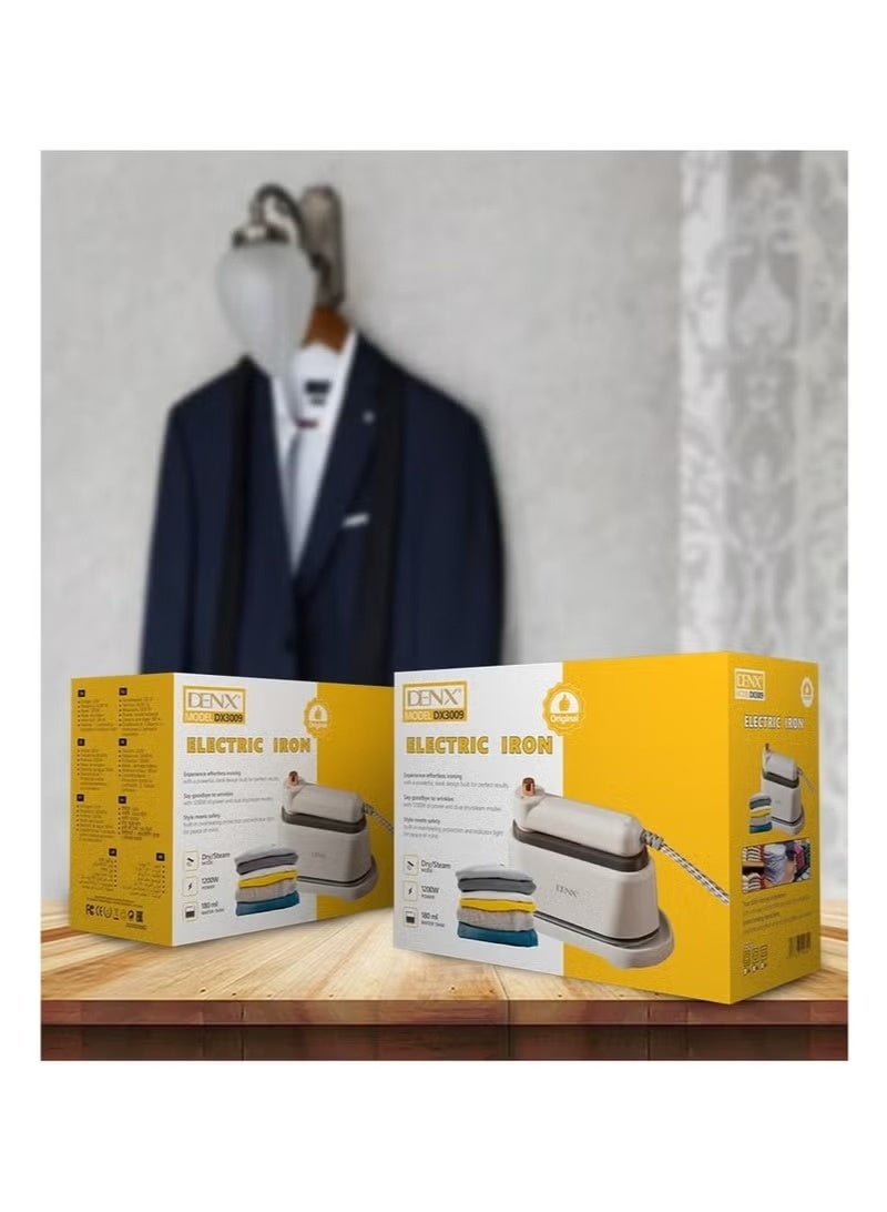 Denx Portable 2-in-1 Electric Iron with 180ml Steam Tank, Fast Heat, Vertical & Horizontal Use, Thermal Safety, Mini Travel Iron for Shirts, Abayas, Suits, Curtains, Quick Wrinkle Removal - Image 5